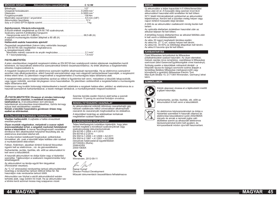 Magyar | Milwaukee C12 IW User Manual | Page 23 / 35