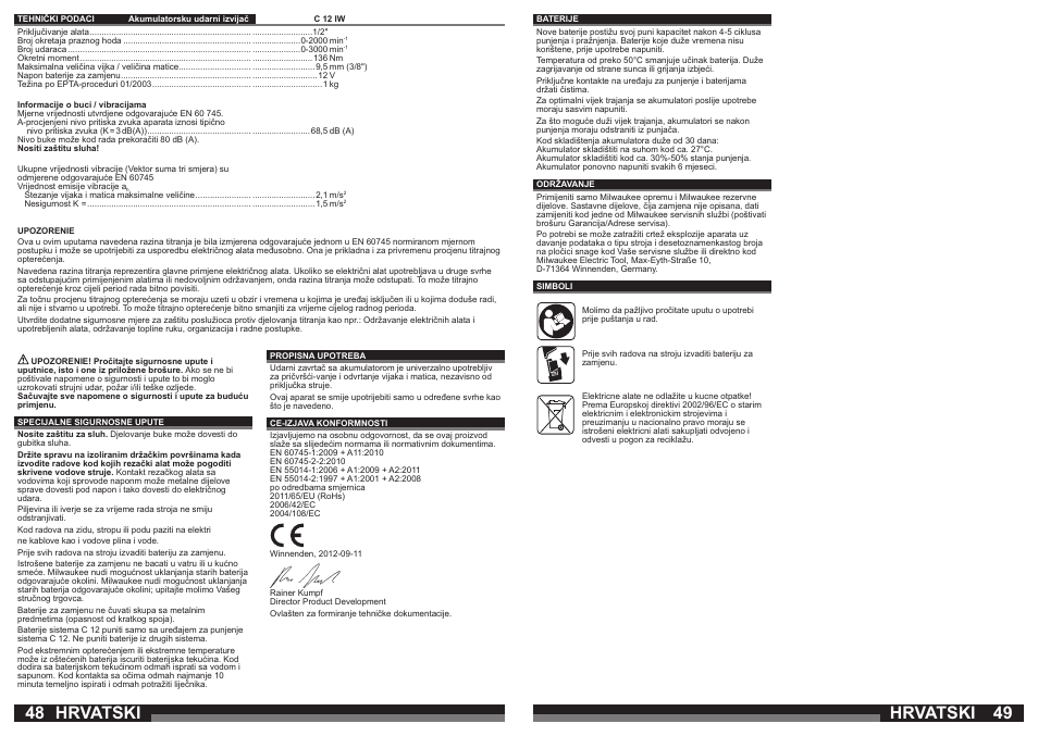 Hrvatski | Milwaukee C12 IW User Manual | Page 25 / 35