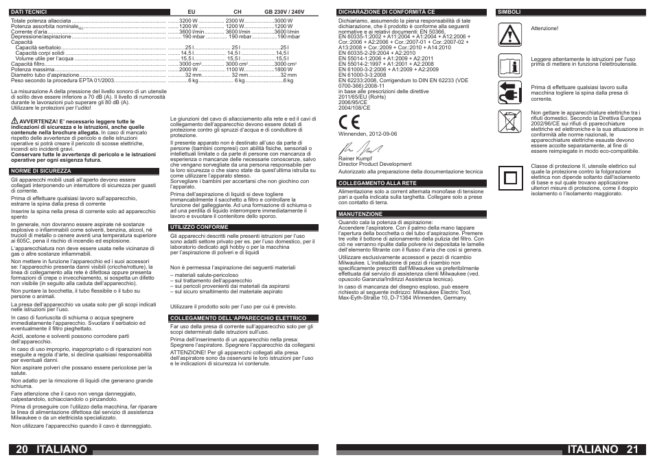 Italiano | Milwaukee AS 250 ECP User Manual | Page 11 / 35