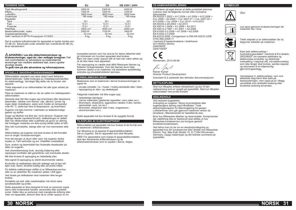 Norsk | Milwaukee AS 250 ECP User Manual | Page 16 / 35