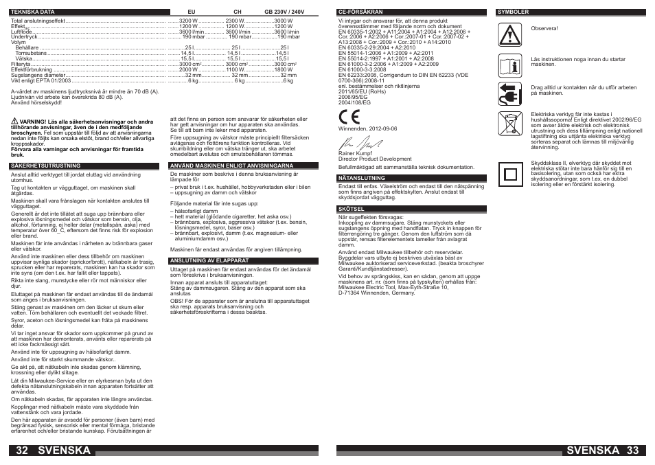 Svenska | Milwaukee AS 250 ECP User Manual | Page 17 / 35
