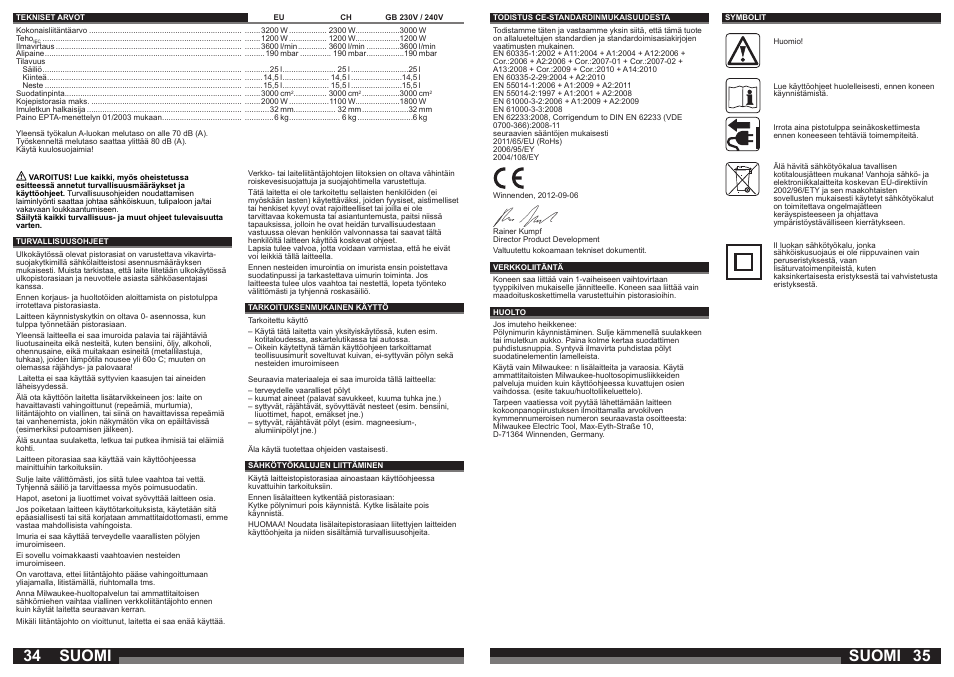 Suomi | Milwaukee AS 250 ECP User Manual | Page 18 / 35