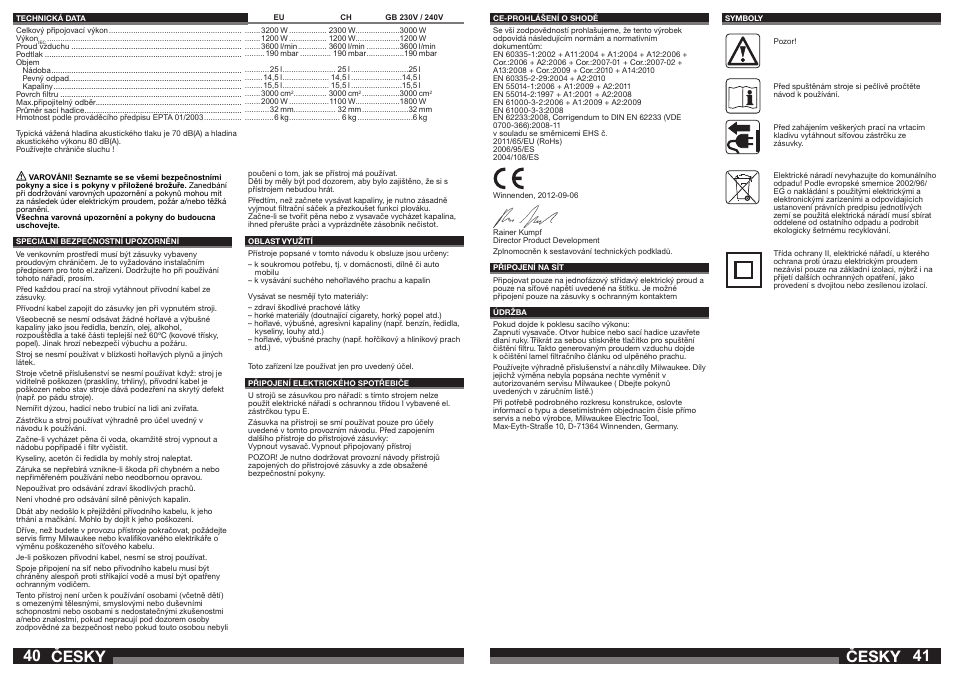 Česky | Milwaukee AS 250 ECP User Manual | Page 21 / 35