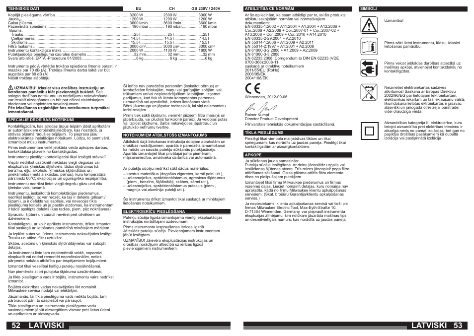 Latviski | Milwaukee AS 250 ECP User Manual | Page 27 / 35