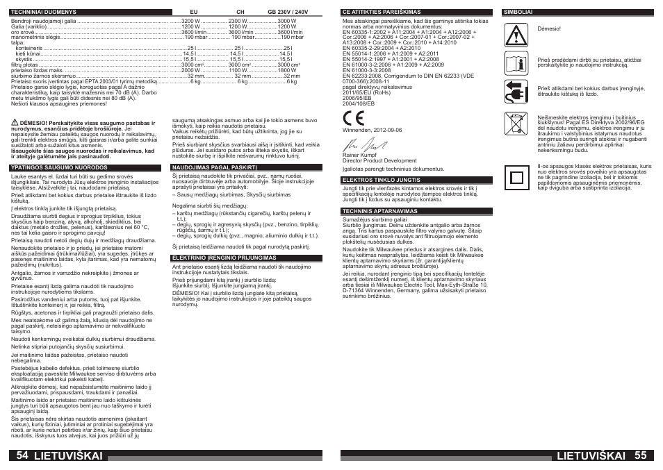 Lietuviškai | Milwaukee AS 250 ECP User Manual | Page 28 / 35