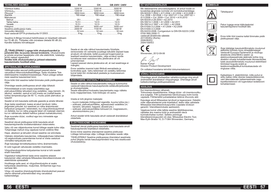 Eesti | Milwaukee AS 250 ECP User Manual | Page 29 / 35