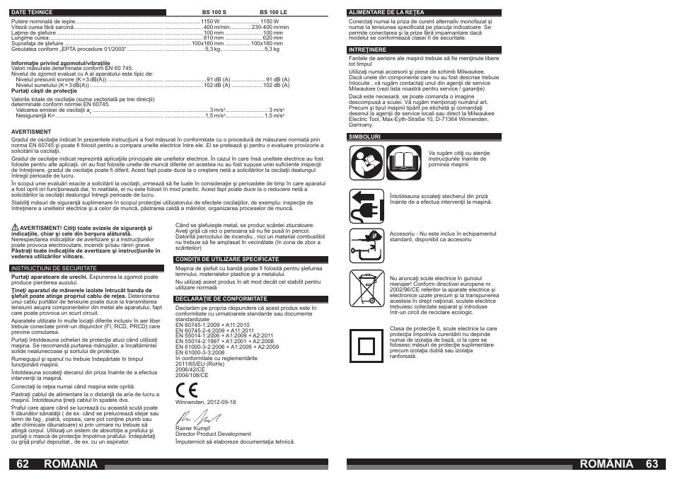 România | Milwaukee BS 100 LE User Manual | Page 32 / 35