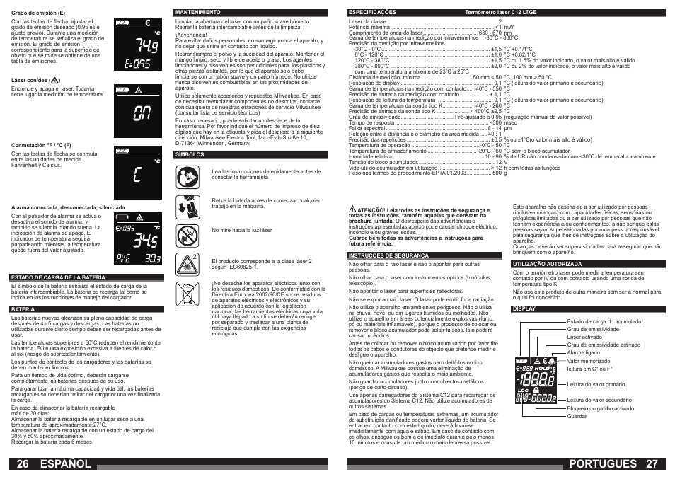 26 27 español, Portugues | Milwaukee C12 LTGE User Manual | Page 14 / 49