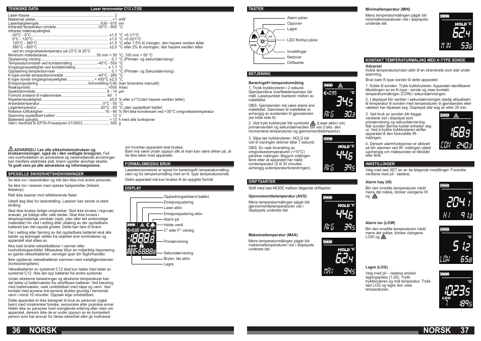 36 37 norsk, Norsk | Milwaukee C12 LTGE User Manual | Page 19 / 49