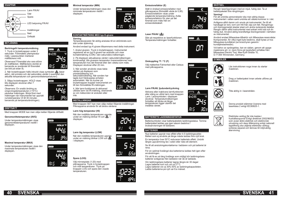 40 41 svenska, Svenska | Milwaukee C12 LTGE User Manual | Page 21 / 49