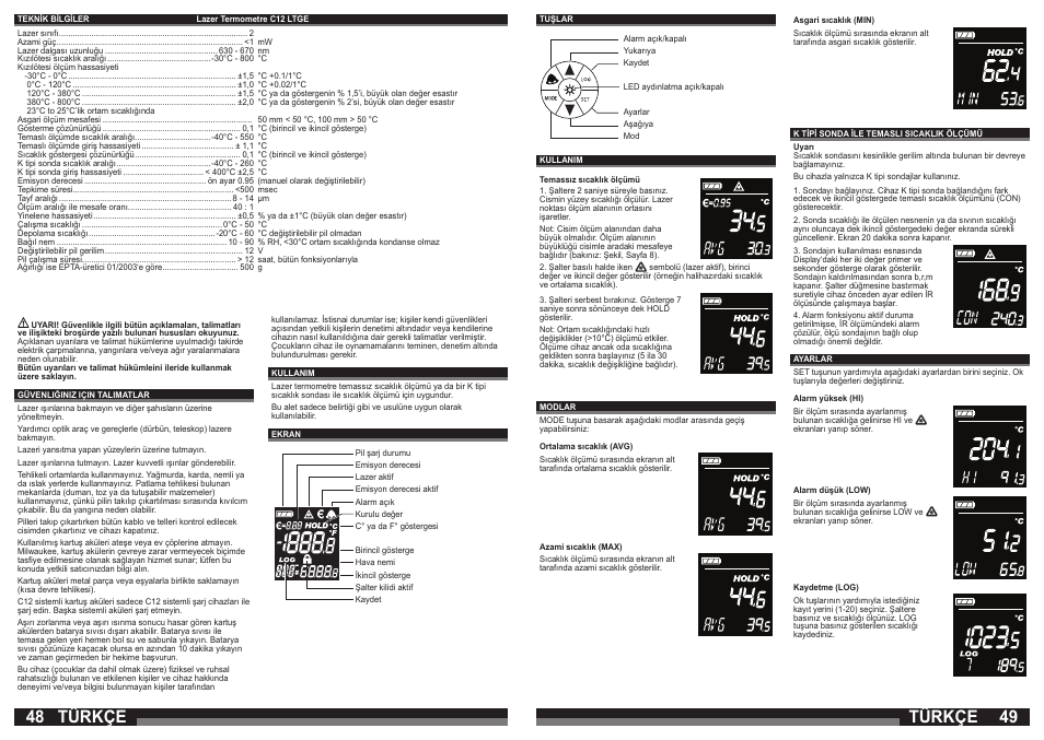 48 49 türkçe, Türkçe | Milwaukee C12 LTGE User Manual | Page 25 / 49