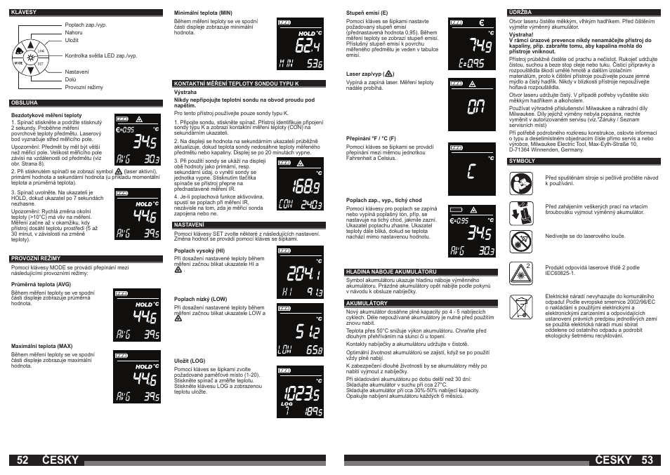 52 53 česky, Česky | Milwaukee C12 LTGE User Manual | Page 27 / 49