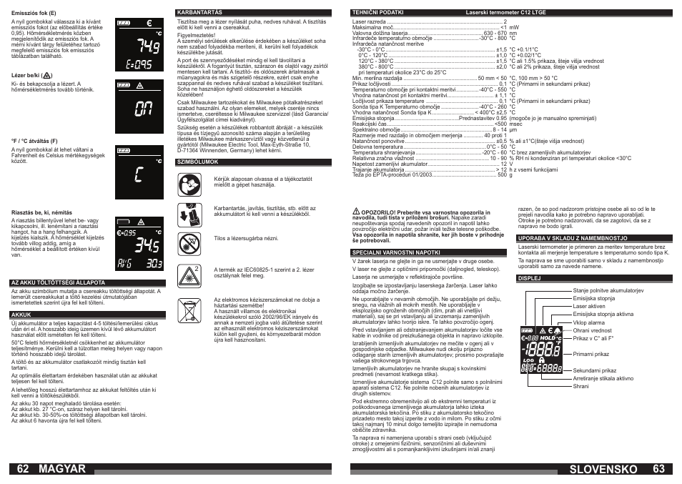 62 63 magyar, Slovensko | Milwaukee C12 LTGE User Manual | Page 32 / 49