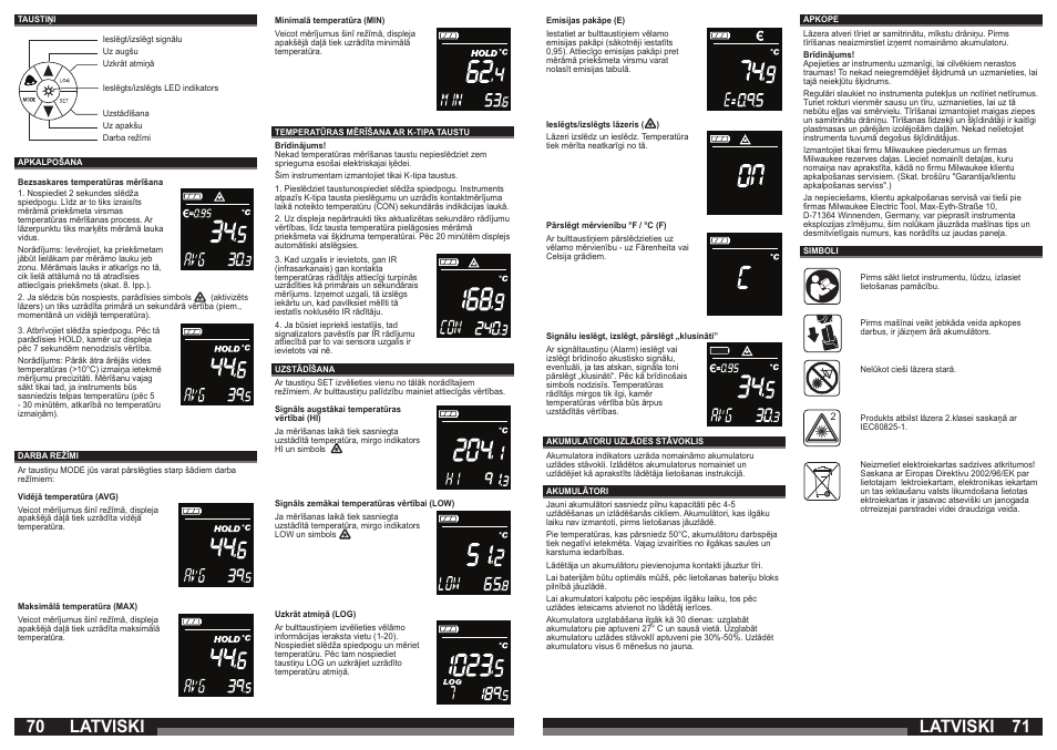 70 71 latviski, Latviski | Milwaukee C12 LTGE User Manual | Page 36 / 49