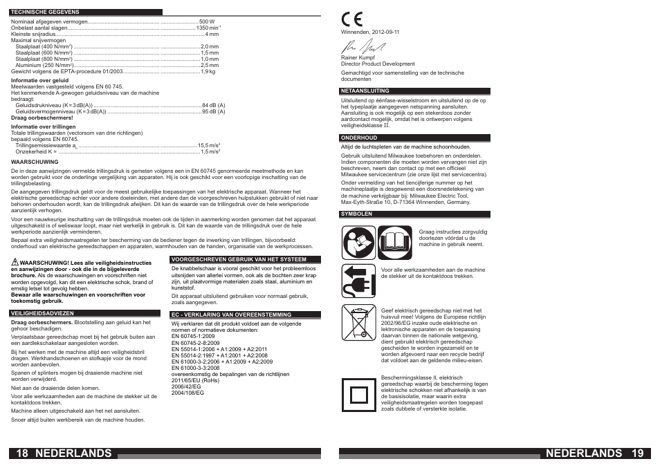 Nederlands | Milwaukee N2 User Manual | Page 10 / 31