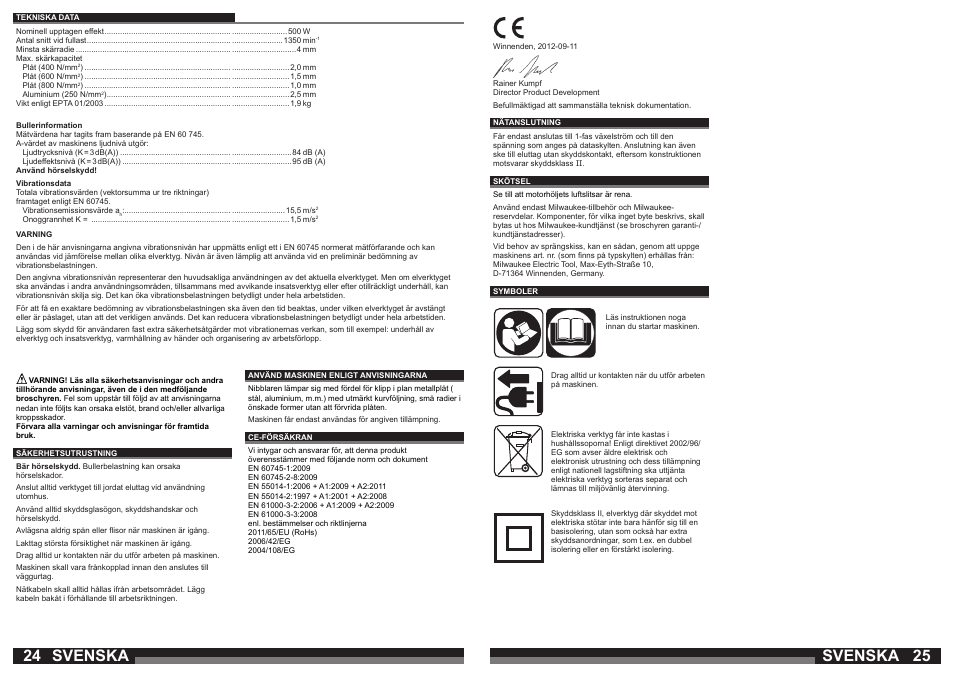 Svenska | Milwaukee N2 User Manual | Page 13 / 31