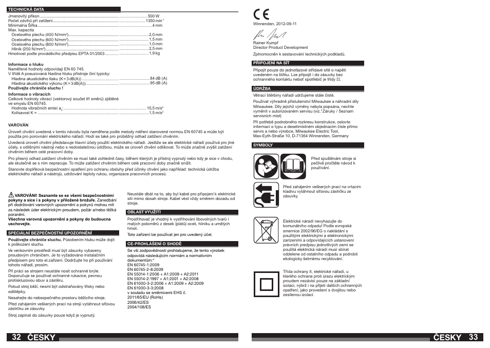 Česky | Milwaukee N2 User Manual | Page 17 / 31