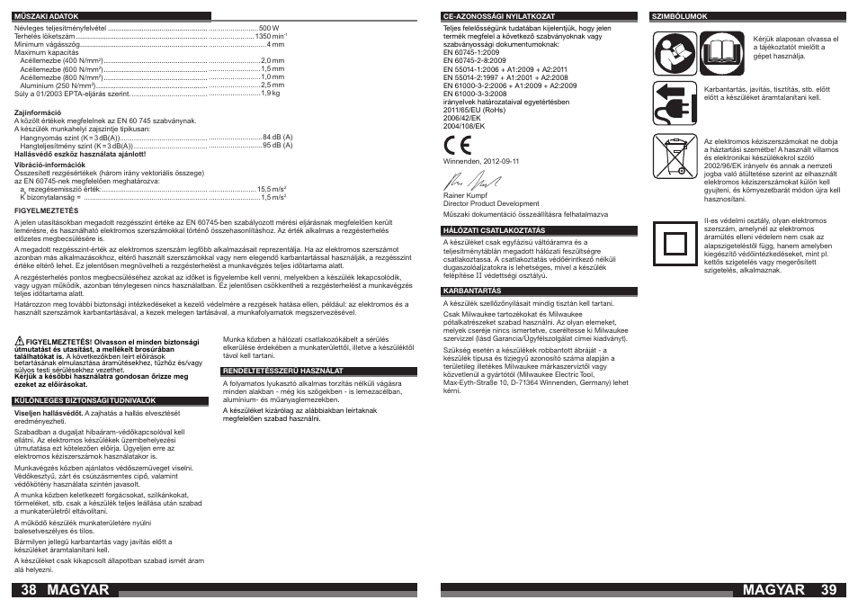 Magyar | Milwaukee N2 User Manual | Page 20 / 31