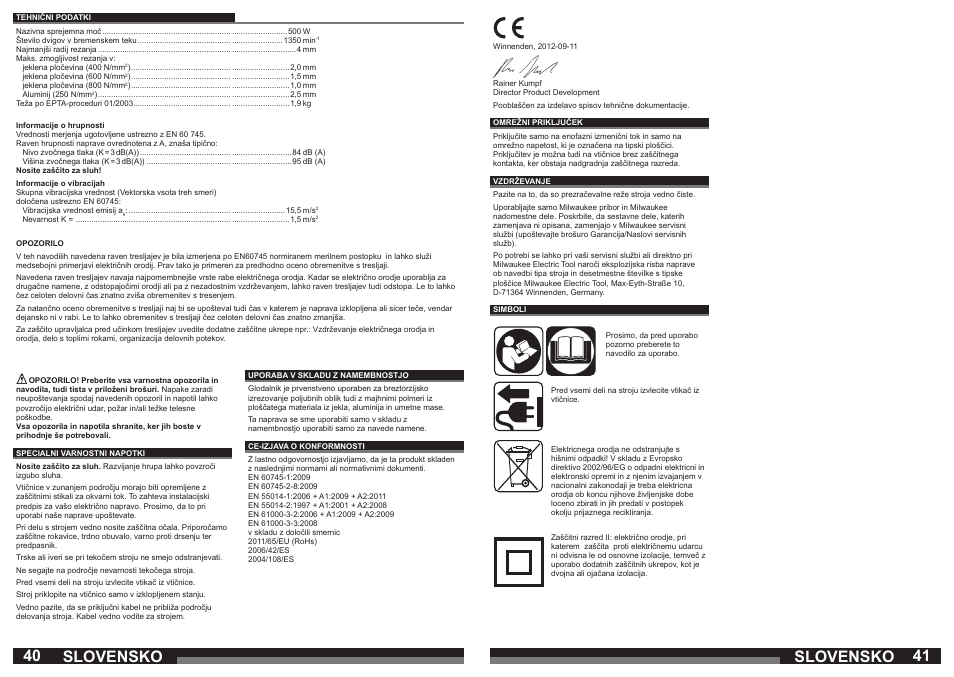 Slovensko | Milwaukee N2 User Manual | Page 21 / 31