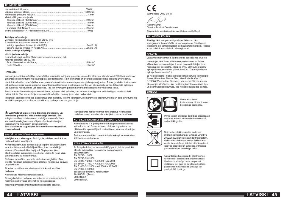 Latviski | Milwaukee N2 User Manual | Page 23 / 31