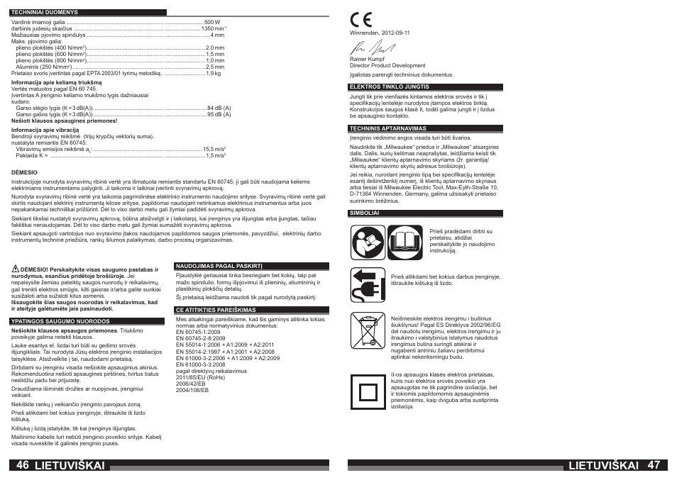 Lietuviškai | Milwaukee N2 User Manual | Page 24 / 31