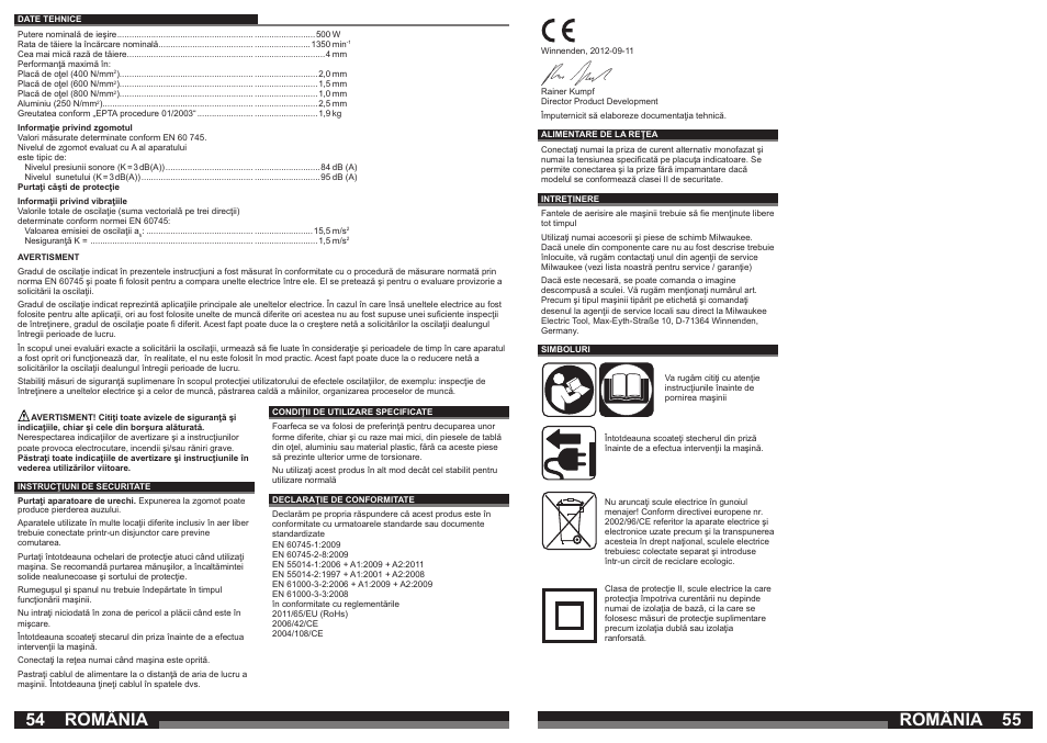 România | Milwaukee N2 User Manual | Page 28 / 31