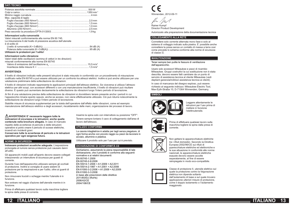 Italiano | Milwaukee N2 User Manual | Page 7 / 31