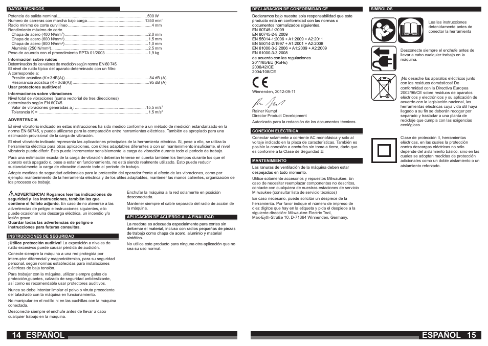 Español | Milwaukee N2 User Manual | Page 8 / 31