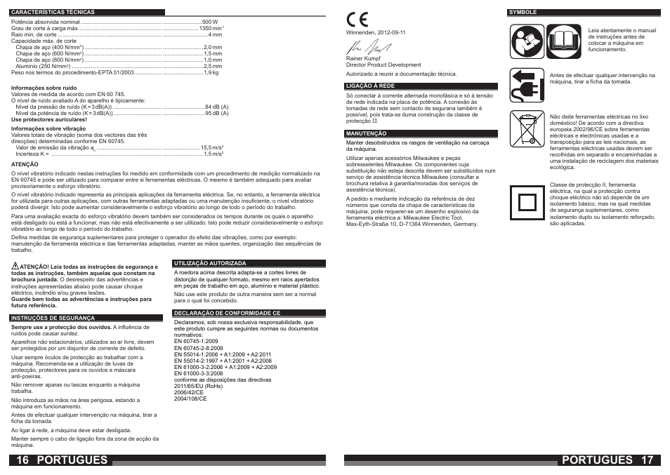 Portugues | Milwaukee N2 User Manual | Page 9 / 31