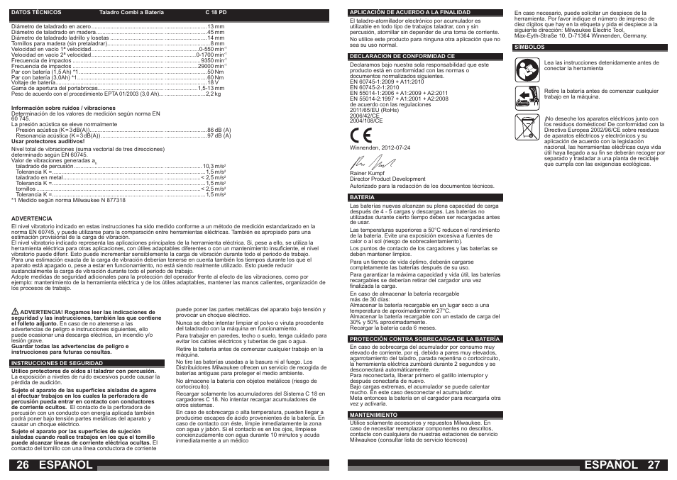 Español | Milwaukee C18 PD User Manual | Page 14 / 37