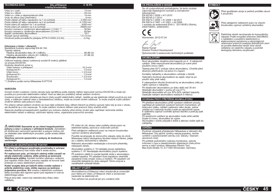 Česky | Milwaukee C18 PD User Manual | Page 23 / 37