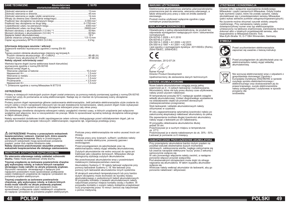 Polski | Milwaukee C18 PD User Manual | Page 25 / 37