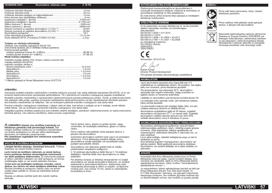 Latviski | Milwaukee C18 PD User Manual | Page 29 / 37