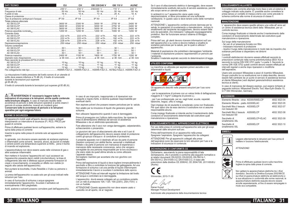 Italiano | Milwaukee AS 300 ELAC User Manual | Page 16 / 41