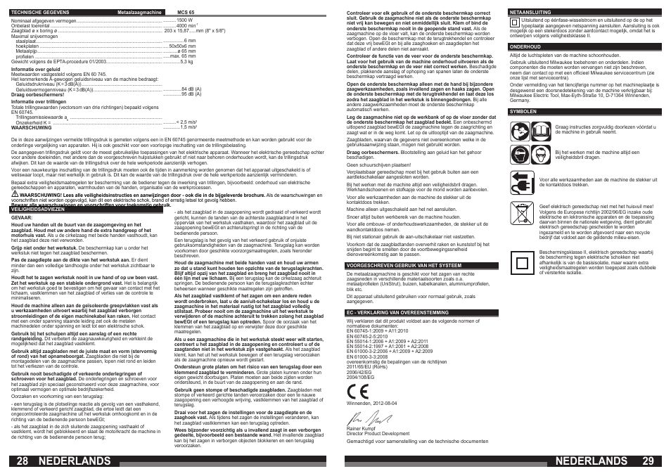 Nederlands | Milwaukee MCS 65 User Manual | Page 15 / 37