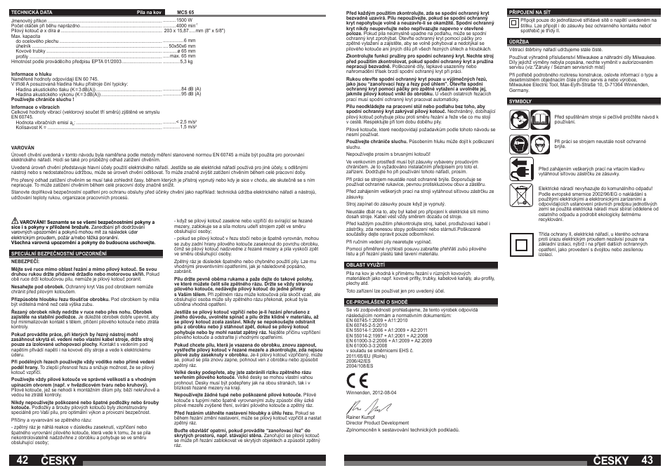 Česky | Milwaukee MCS 65 User Manual | Page 22 / 37