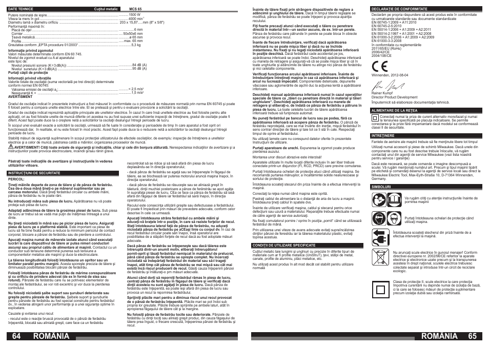 România | Milwaukee MCS 65 User Manual | Page 33 / 37