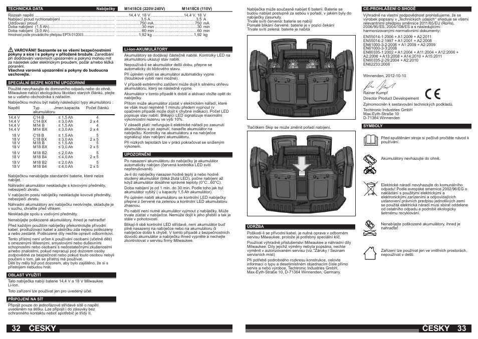Česky | Milwaukee M1418C6 User Manual | Page 17 / 31