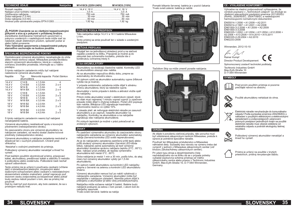 Slovensky | Milwaukee M1418C6 User Manual | Page 18 / 31