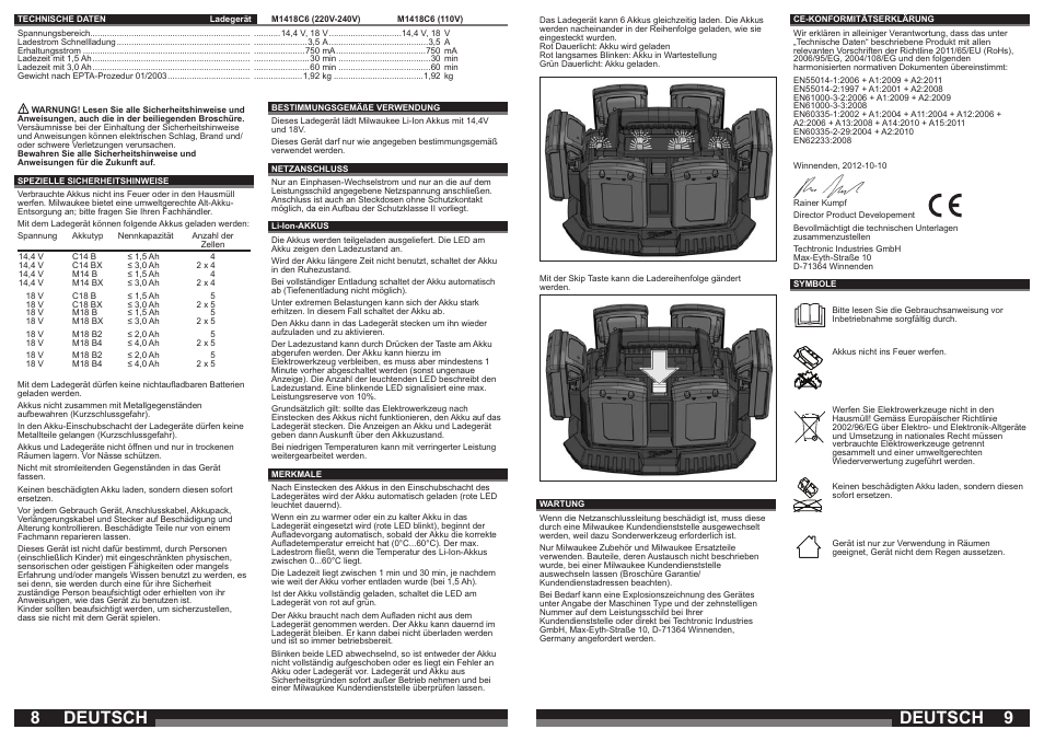Deutsch | Milwaukee M1418C6 User Manual | Page 5 / 31