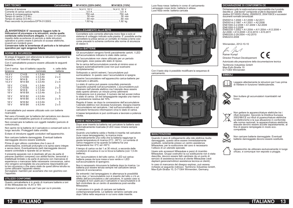 Italiano | Milwaukee M1418C6 User Manual | Page 7 / 31