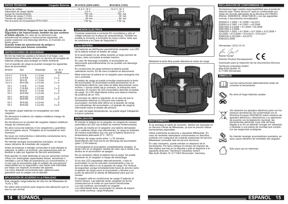 Español | Milwaukee M1418C6 User Manual | Page 8 / 31