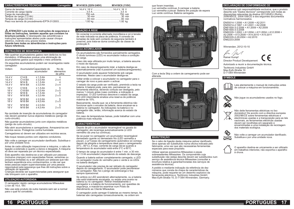 Portugues | Milwaukee M1418C6 User Manual | Page 9 / 31