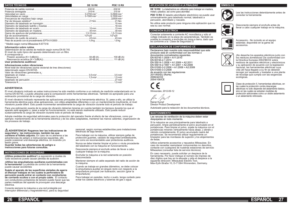 Español | Milwaukee DE 10 RX User Manual | Page 14 / 37