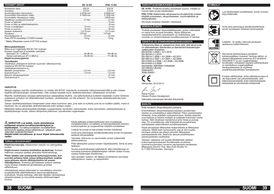 Suomi | Milwaukee DE 10 RX User Manual | Page 20 / 37