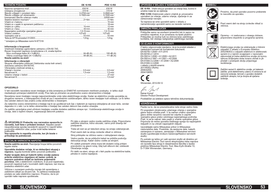 Slovensko | Milwaukee DE 10 RX User Manual | Page 27 / 37