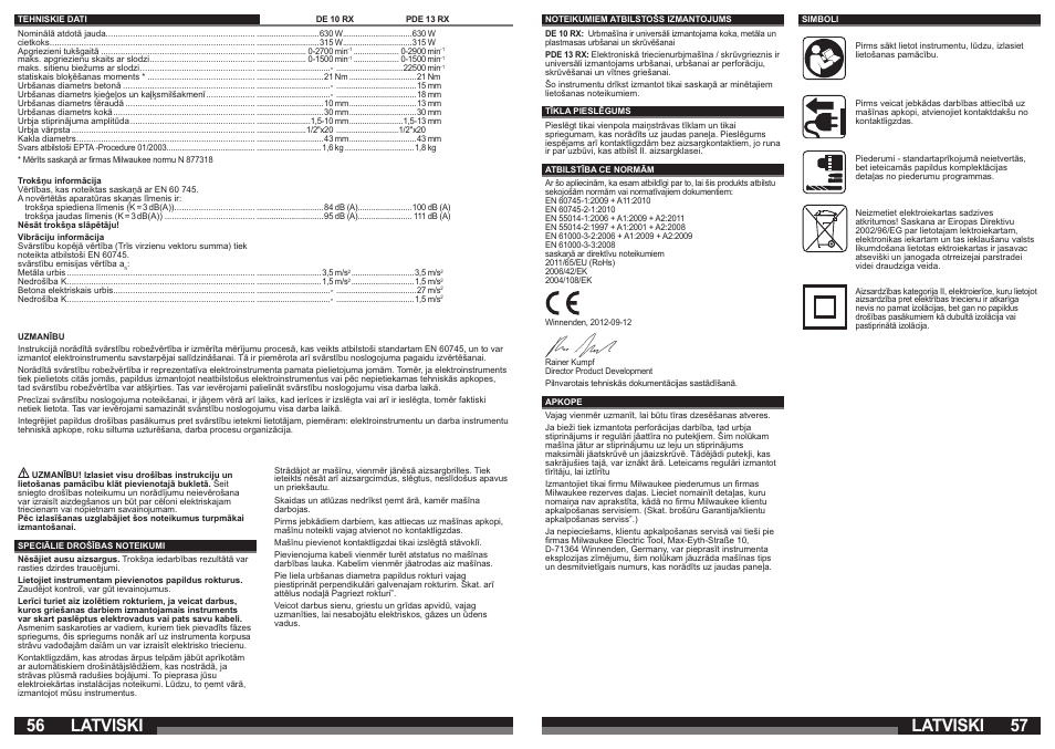 Latviski | Milwaukee DE 10 RX User Manual | Page 29 / 37