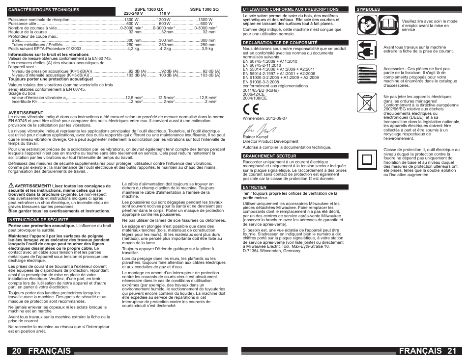 Français | Milwaukee SSPE 1300 SQ User Manual | Page 11 / 37