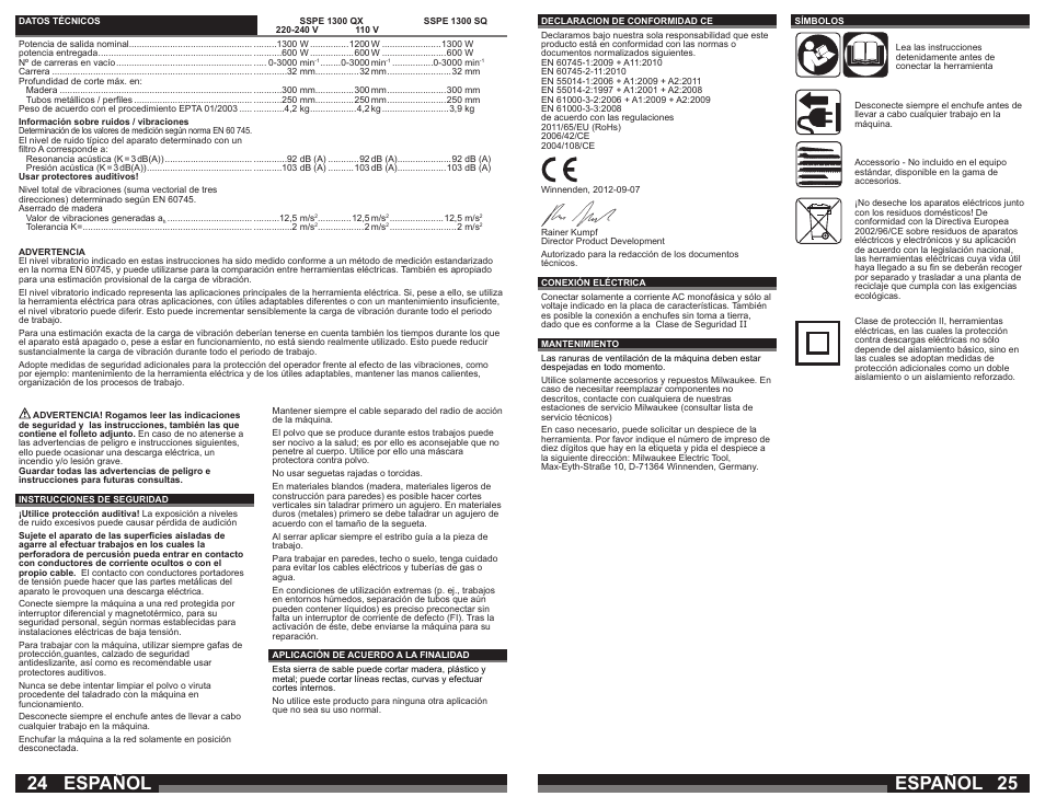 Español | Milwaukee SSPE 1300 SQ User Manual | Page 13 / 37