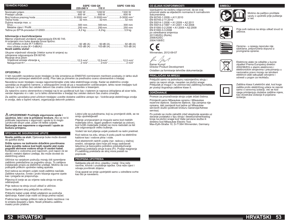 Hrvatski | Milwaukee SSPE 1300 SQ User Manual | Page 27 / 37